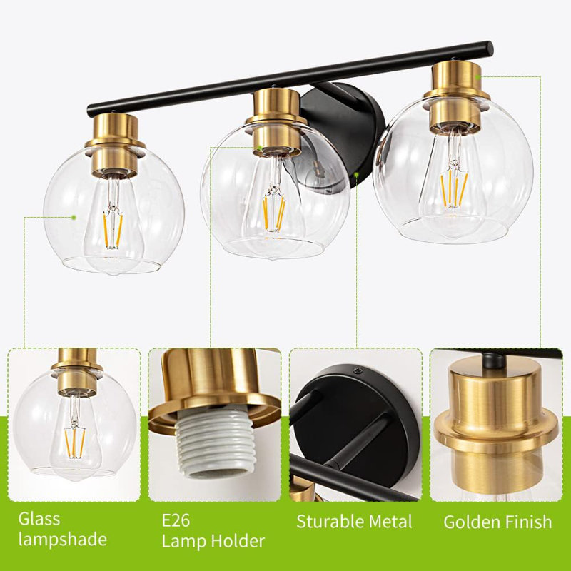 Breakwater Bay Bathroom Light Fixtures Over Mirror, 3-Lights | Wayfair